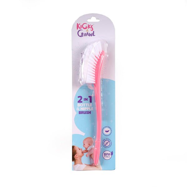 2 in 1 Bottle & Nipple Brush - Red