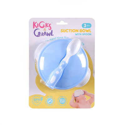 Baby Blue Suction Bowl with Spoon