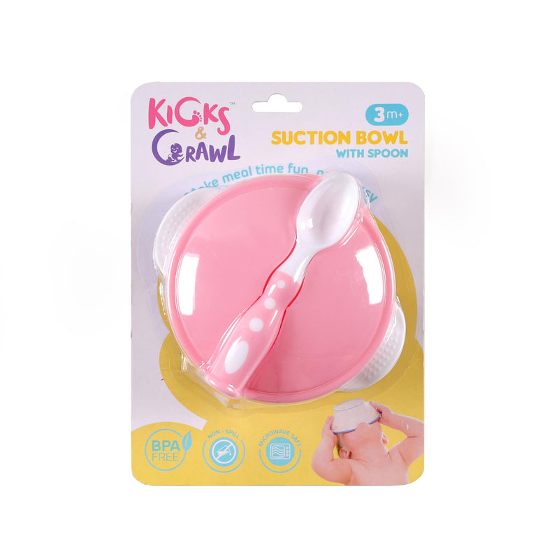 Baby Pink Suction Bowl with spoon
