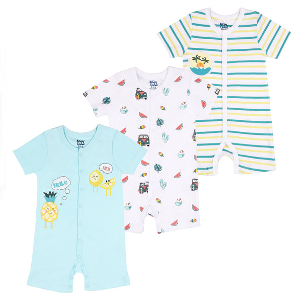 Citrus Summer Baby Rompers - 3 Pack