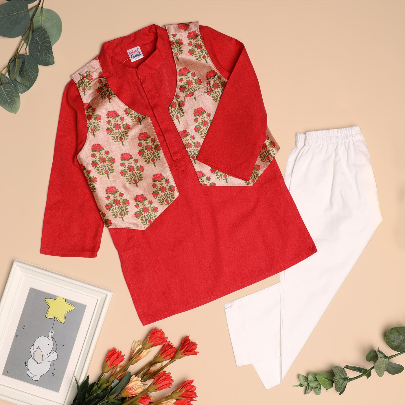 Cute Kurta Pyjama & Jacket Set