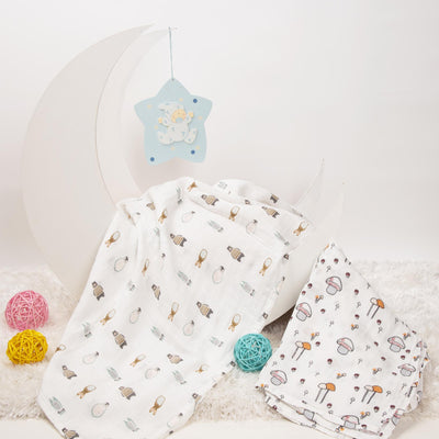 Mushroom Munchkins Muslin Swaddles - 2 Pack