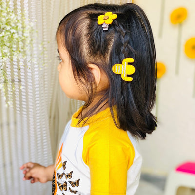 BROWN FLOWER POWER HAIRCLIP- 4 PACK