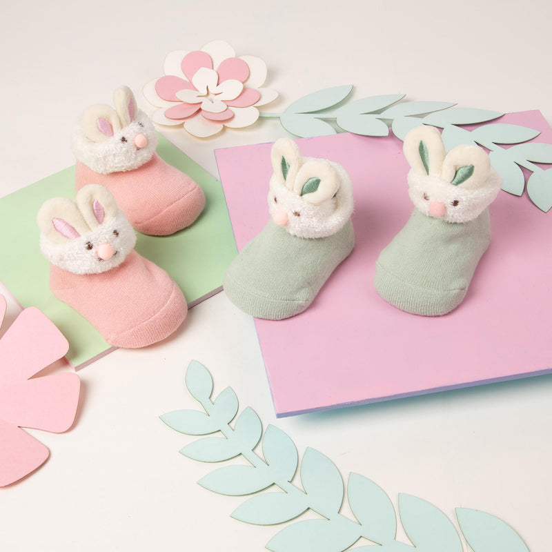 Pink Bunny Friends 3D Socks - 2 pack