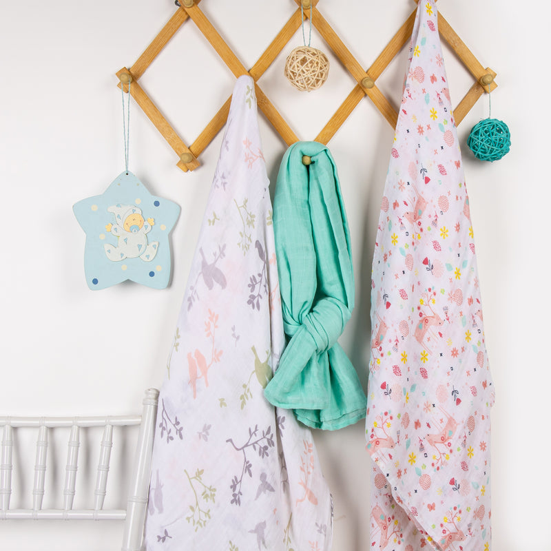 Birds & Blooms Muslin Swaddles - 3 pack