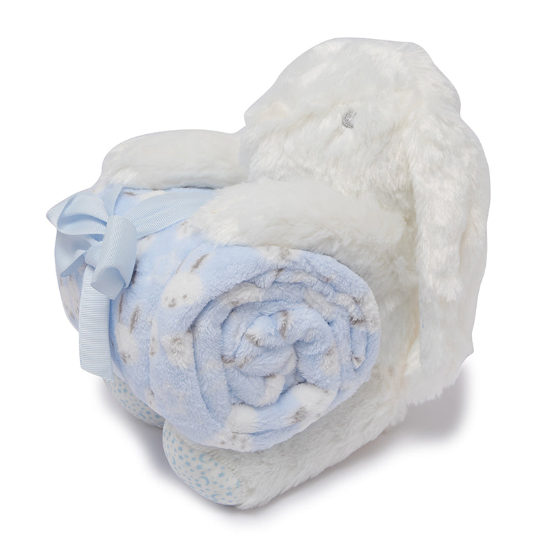 Blue Bunny Blanket with Toy