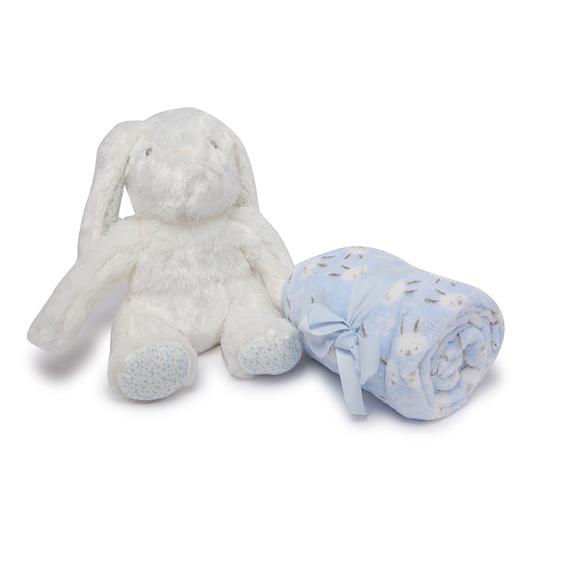 Blue Bunny Blanket with Toy