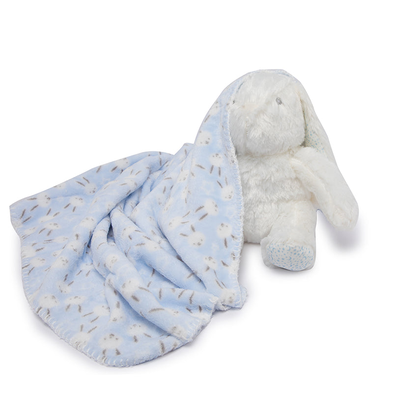 Blue Bunny Blanket with Toy