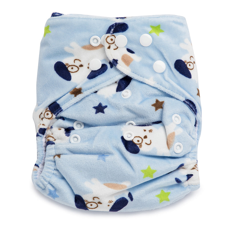 Friendly Dog with Glasses Reusable Velvet Cloth Diaper