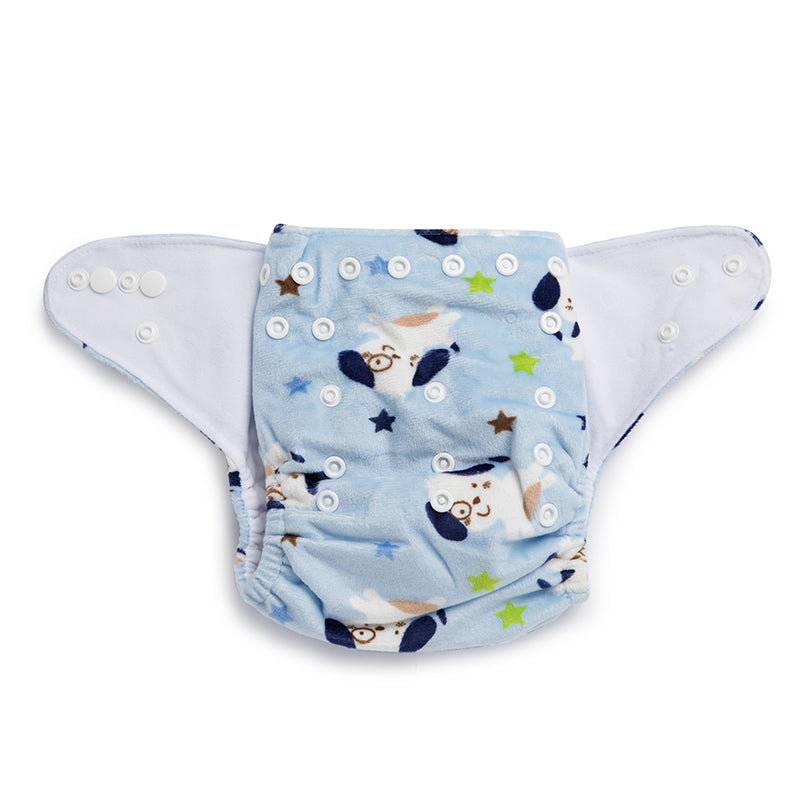 Friendly Dog with Glasses Reusable Velvet Cloth Diaper