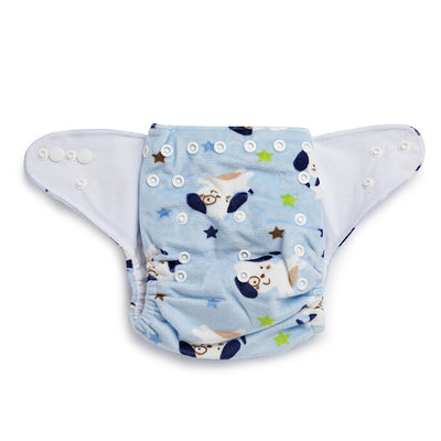 Friendly Dog with Glasses Reusable Velvet Cloth Diaper