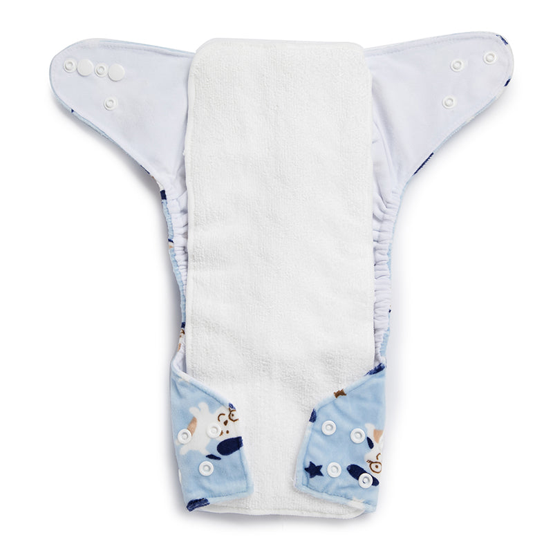 Friendly Dog with Glasses Reusable Velvet Cloth Diaper