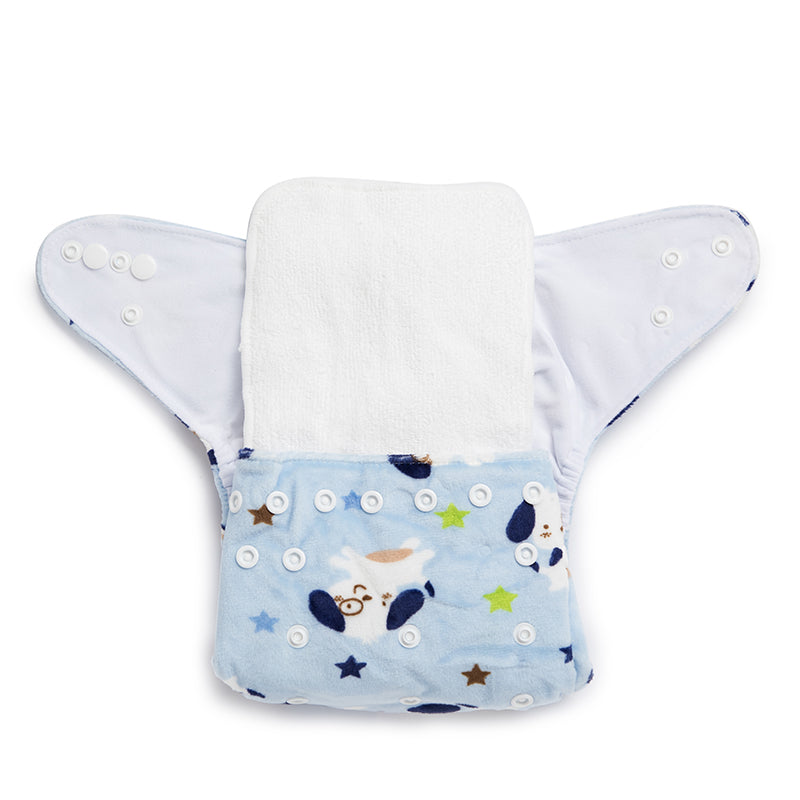 Friendly Dog with Glasses Reusable Velvet Cloth Diaper