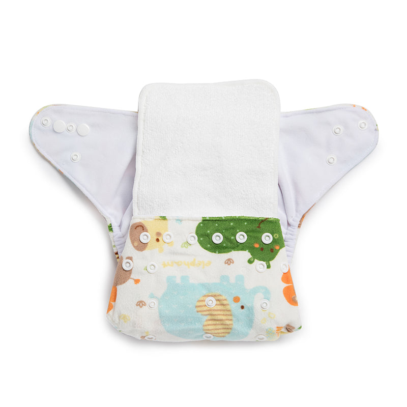 Lions & Elephants Reusable Velvet Cloth Diaper