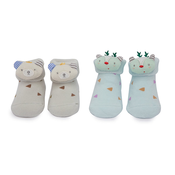 Teddy & Reindeer 3D Socks - 2 pack