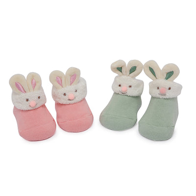 Pink Bunny Friends 3D Socks - 2 pack