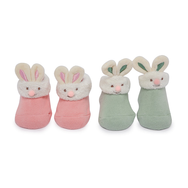 Pink Bunny Friends 3D Socks - 2 pack