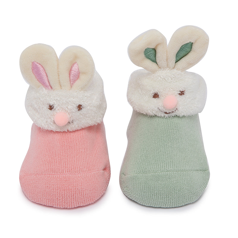 Pink Bunny Friends 3D Socks - 2 pack