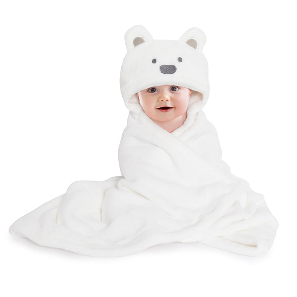 White Hooded Fur Blanket