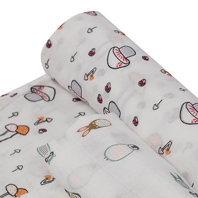 Mushroom Munchkins Muslin Swaddles - 2 Pack