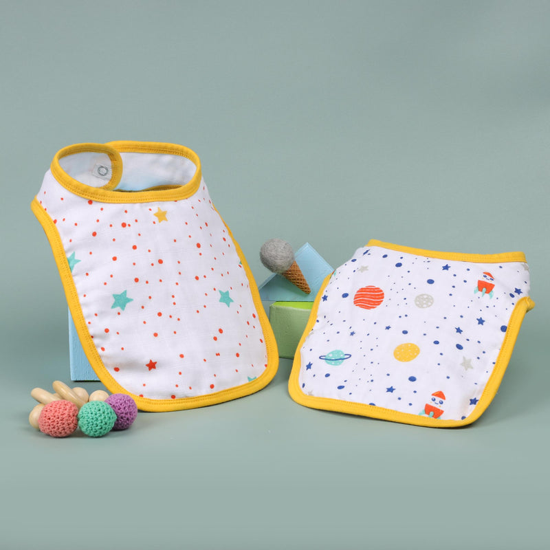 Space Explorer Organic Round Bibs- 2 pack