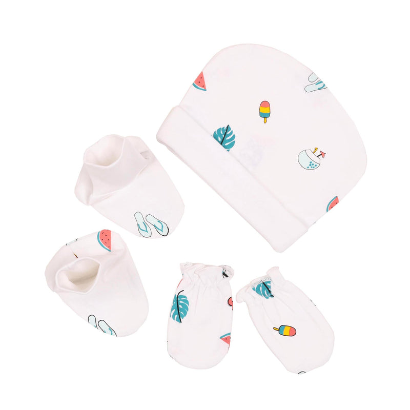 Surf Summer Mitten, Booties & Cap Set