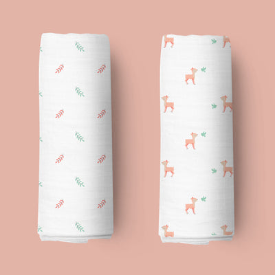 Pink Deers Organic Swaddle - 2 pack