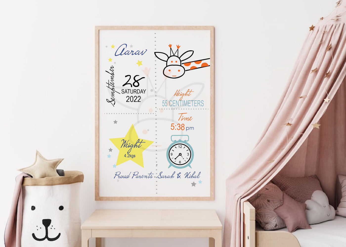 Baby Giraffe Birth Certificate Chart