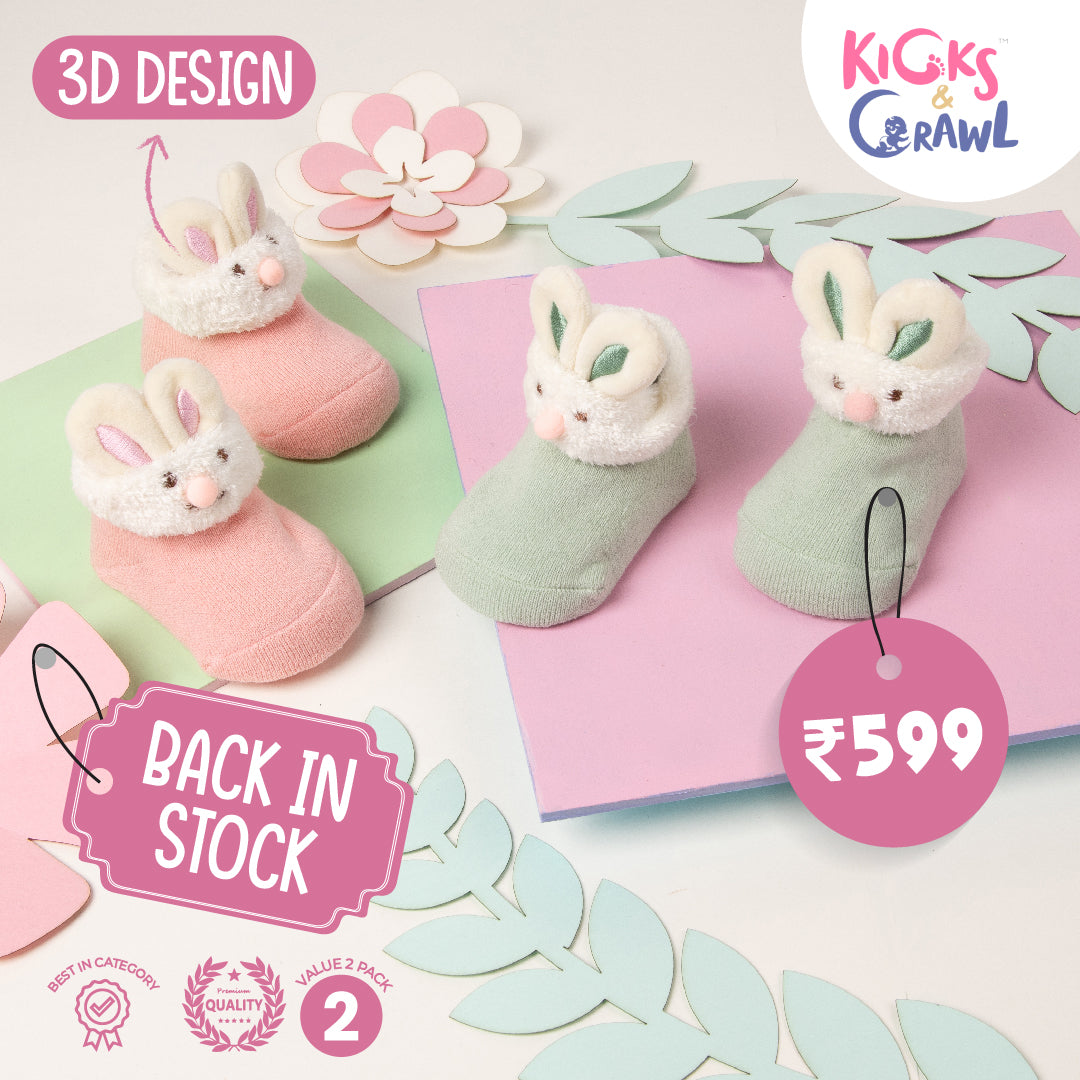 Pink Bunny Friends 3D Socks - 2 pack