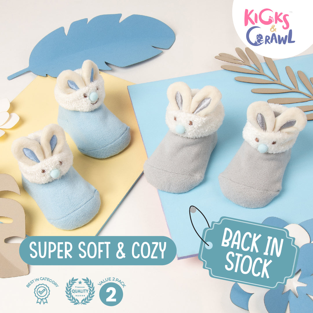 Blue Bunny Friends 3D Socks