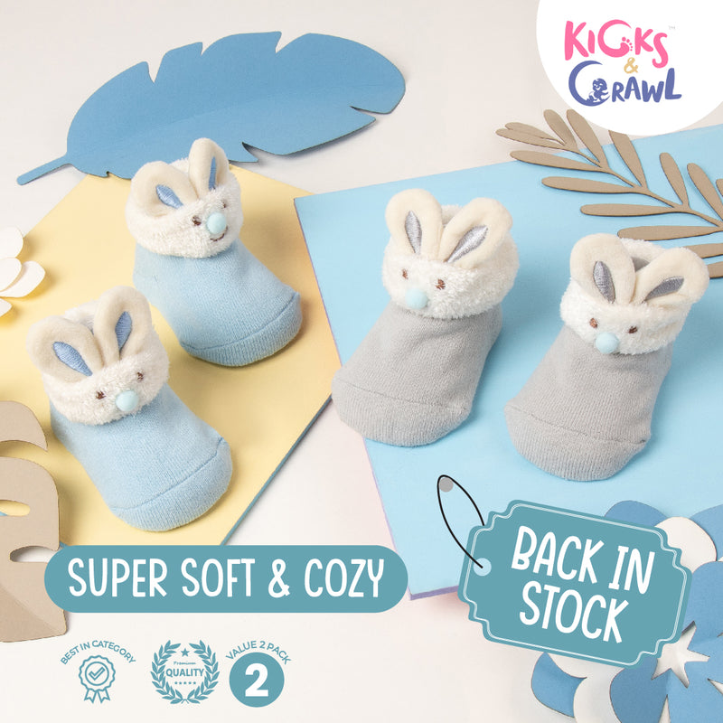 Blue Bunny Friends 3D Socks - 2 pack